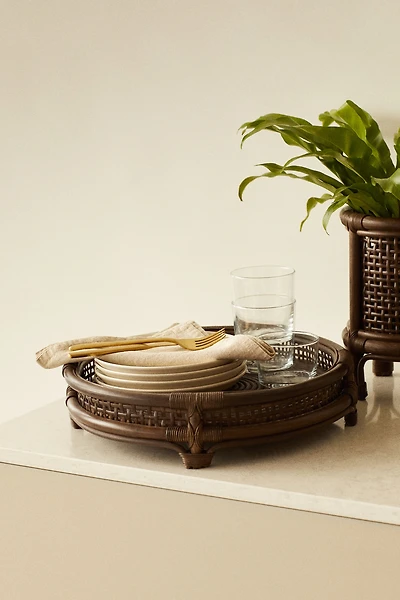Round Rattan Tray