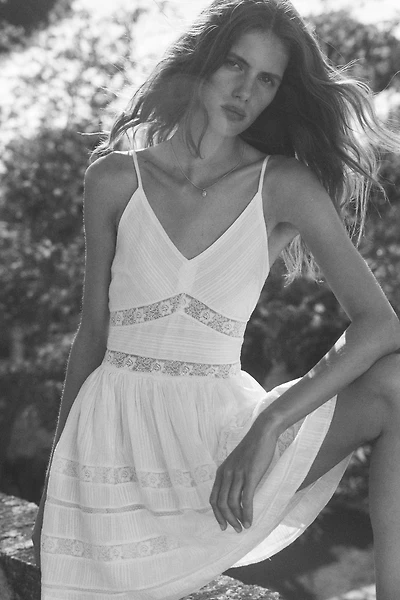 Lace-Inset Cotton Dress