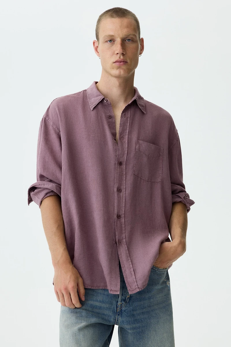 Chemise décontractée en lin mélangé