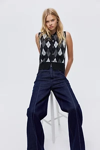 Wool-Blend Jacquard-Knit Vest