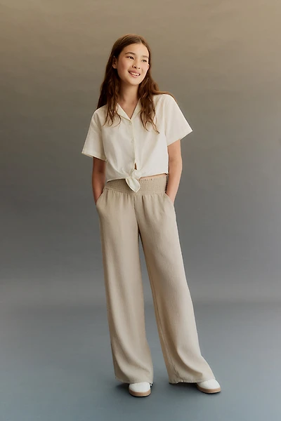 Pantalon smocké à effet froissé