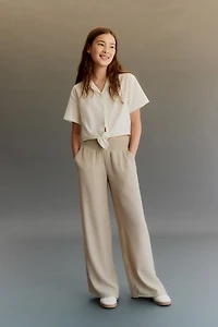 Smocked Crinkled Pants