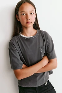 T-shirt clouté en coton