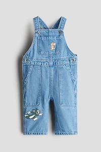 Printed Denim Overalls