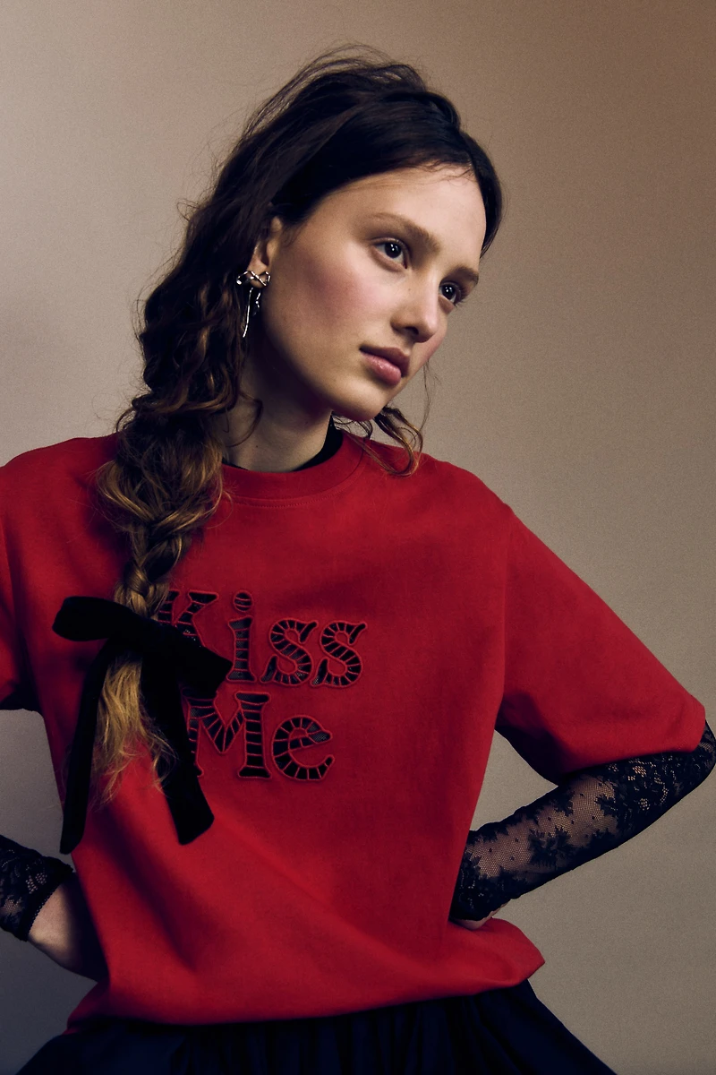 Embroidered-Detail T-Shirt