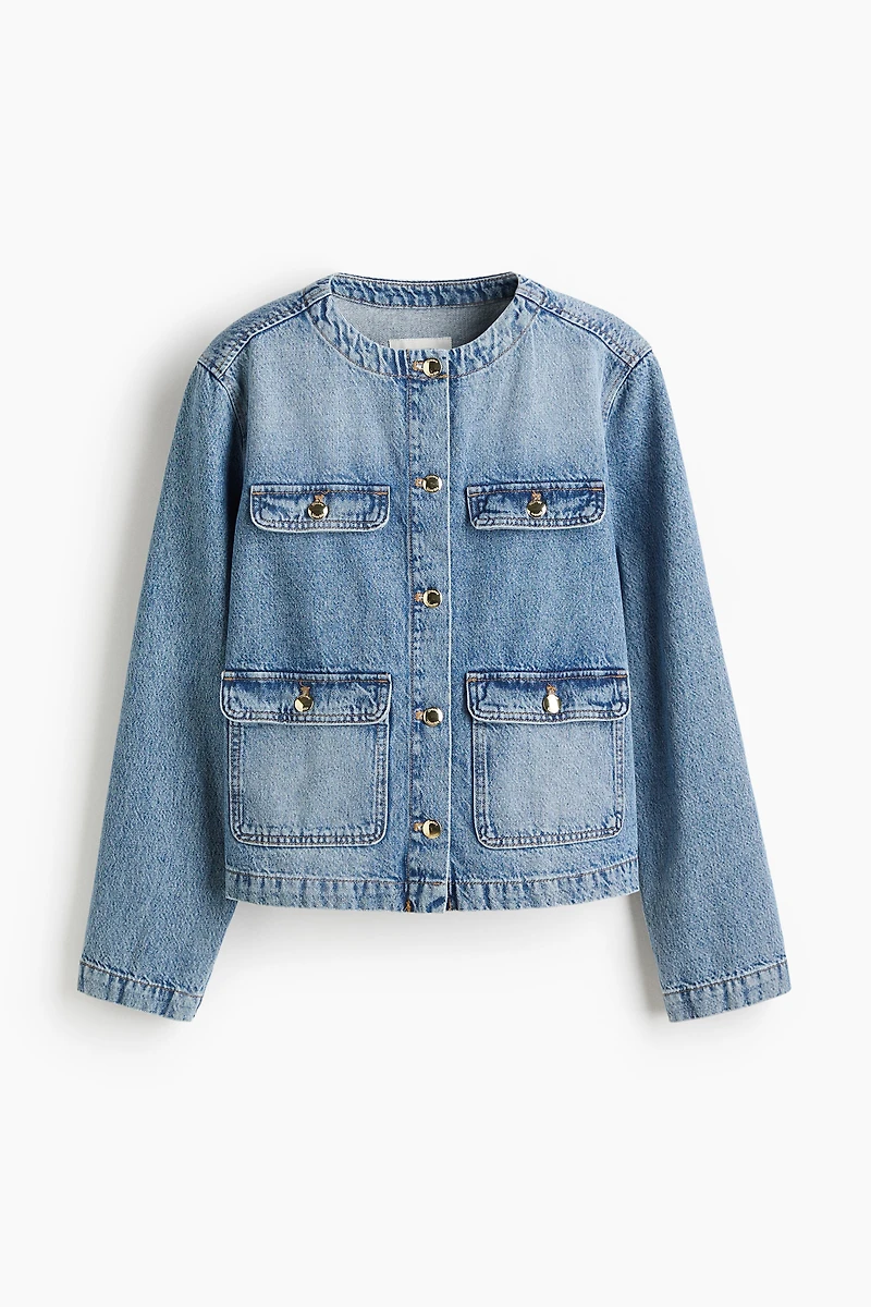 Veste sans col en denim