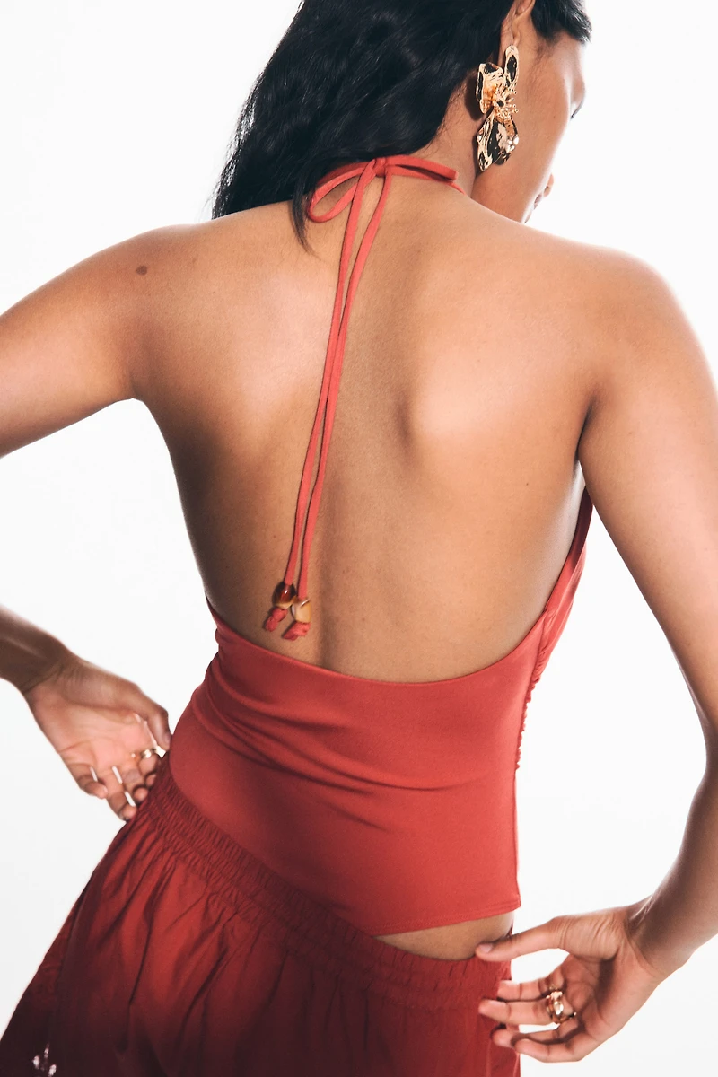 Draped Halterneck Bodysuit