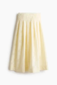 Pleated Jacquard-Weave Skirt