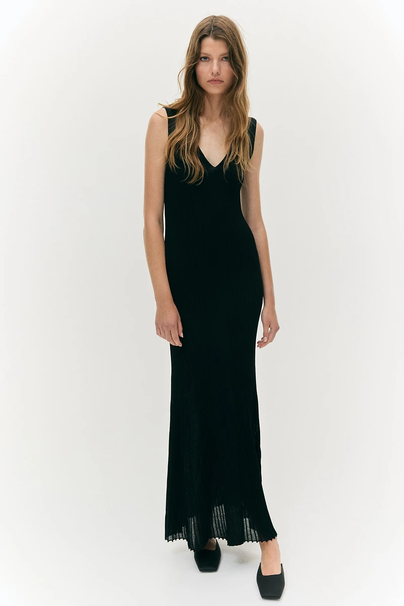 Flared Rib-Knit Dress
