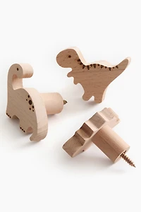 3-Pack Wooden Dinosaur Hooks