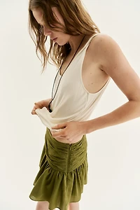 Ruched-Waist Mini Skirt