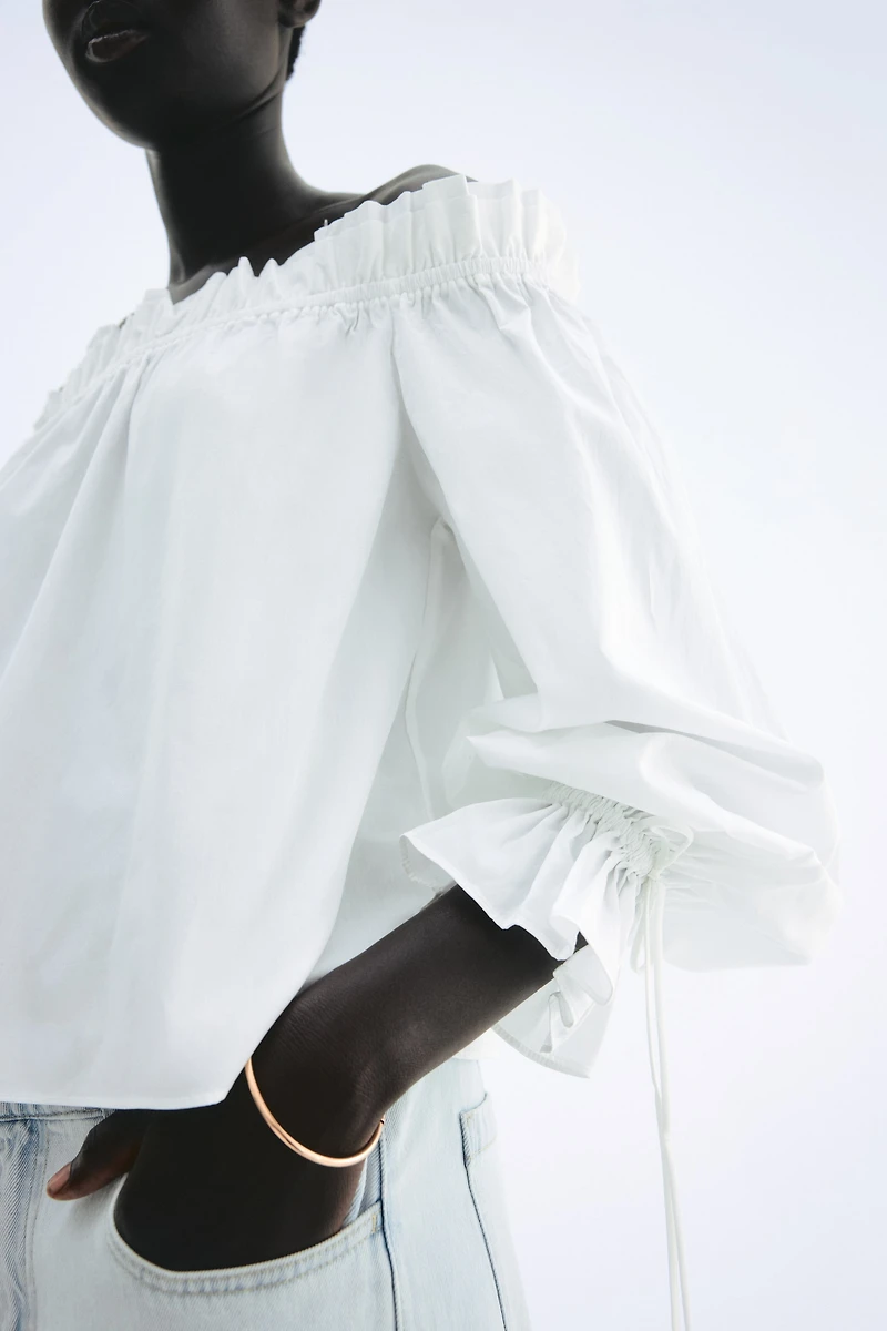 Off-the-Shoulder Poplin Blouse