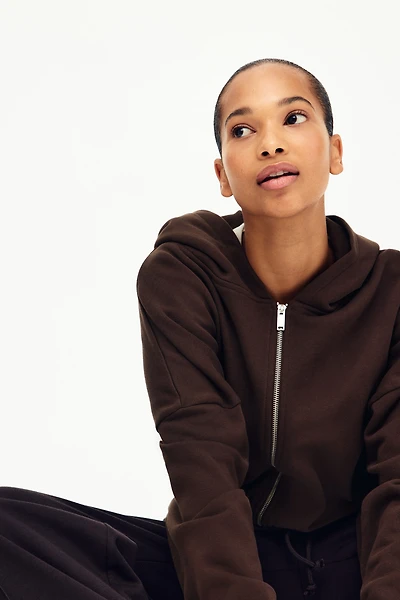 Drawstring zip-through hoodie