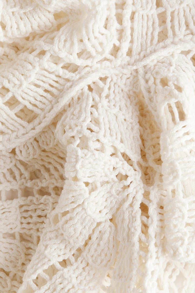 Flounced Crochet-Look Dress