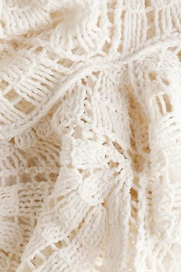 Flounced Crochet-Look Dress