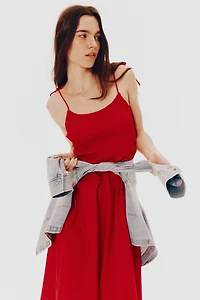 Tie-Shoulder-Strap Smocked Dress