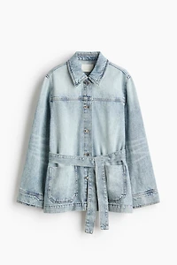 Tie-Belt Denim Jacket