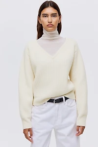 Rib-Knit Wool Sweater
