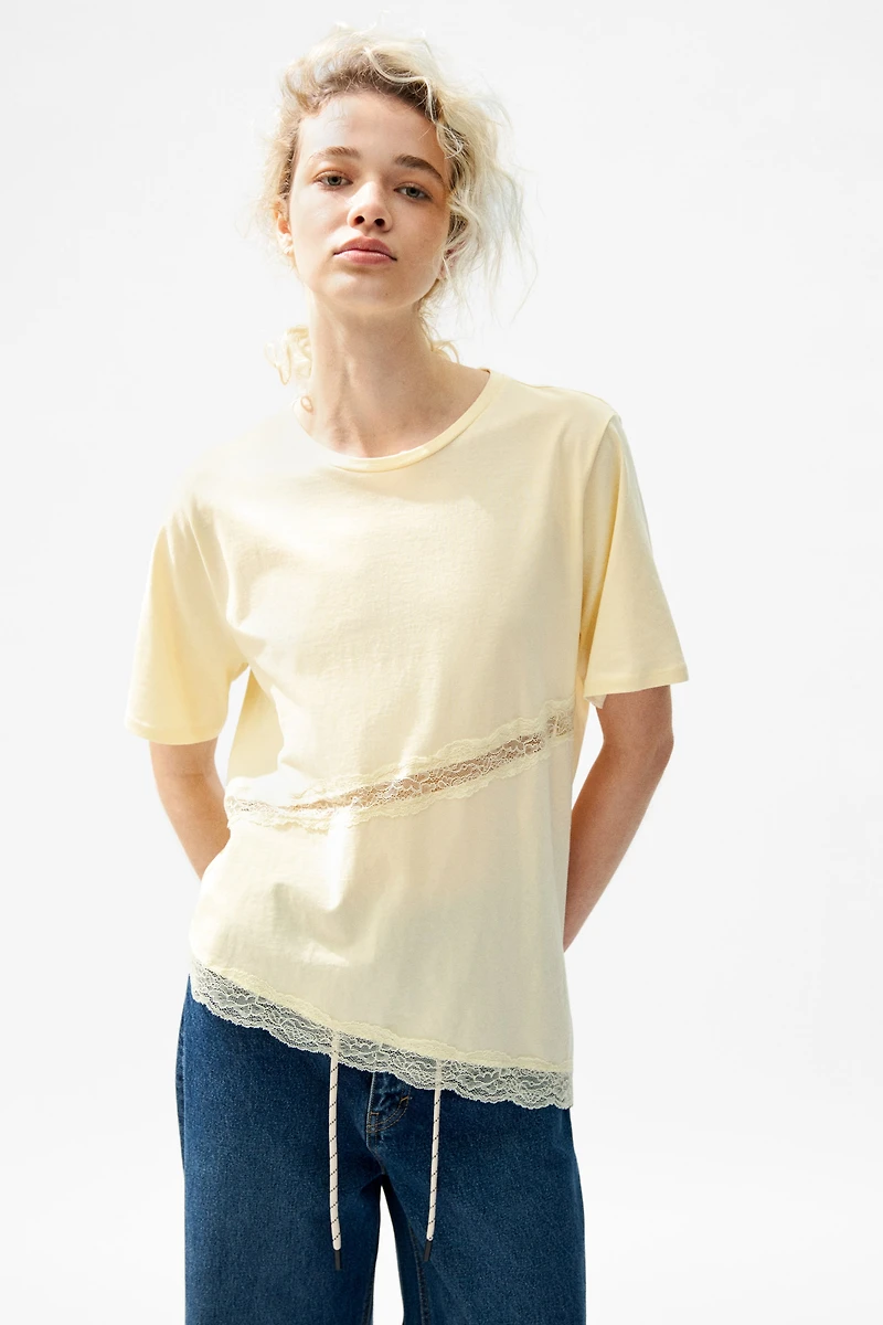 Lace-Trimmed T-Shirt