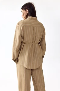 MAMA Linen-Blend Shirt