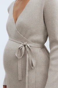 Gilet MAMA croisé en tricot côtelé