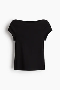 Ribbed Boat-Neck Top