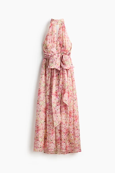 Tie-Detail Halterneck Dress