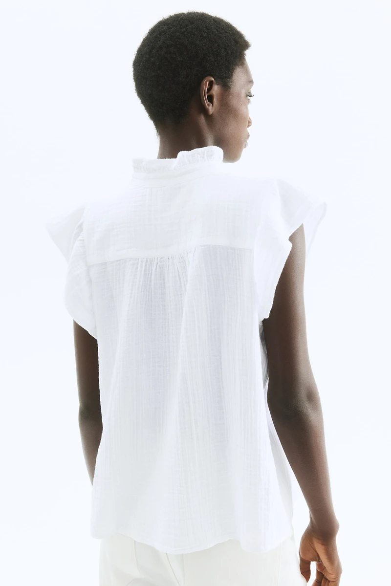 Flutter-Sleeved Muslin Blouse