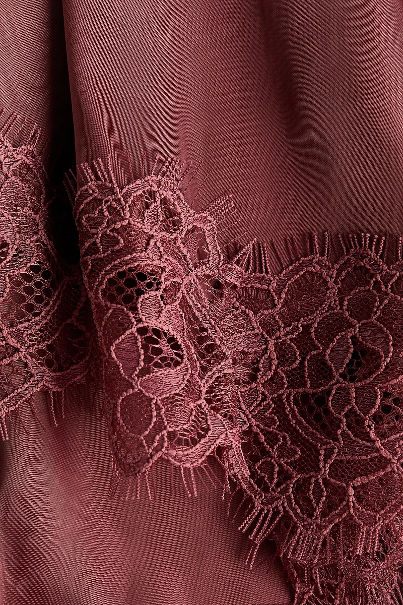 Lace-Trimmed Halterneck Romper
