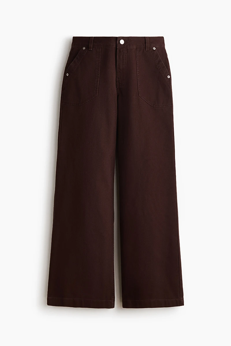 Wide-Leg Twill Pants
