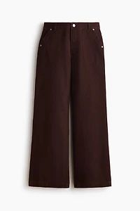Wide-Leg Twill Pants