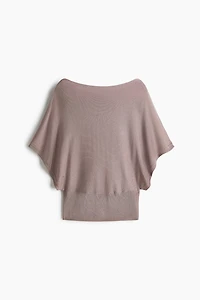 Haut à manches chauve-souris en tricot fin
