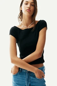 Ribbed Off-the-Shoulder Top