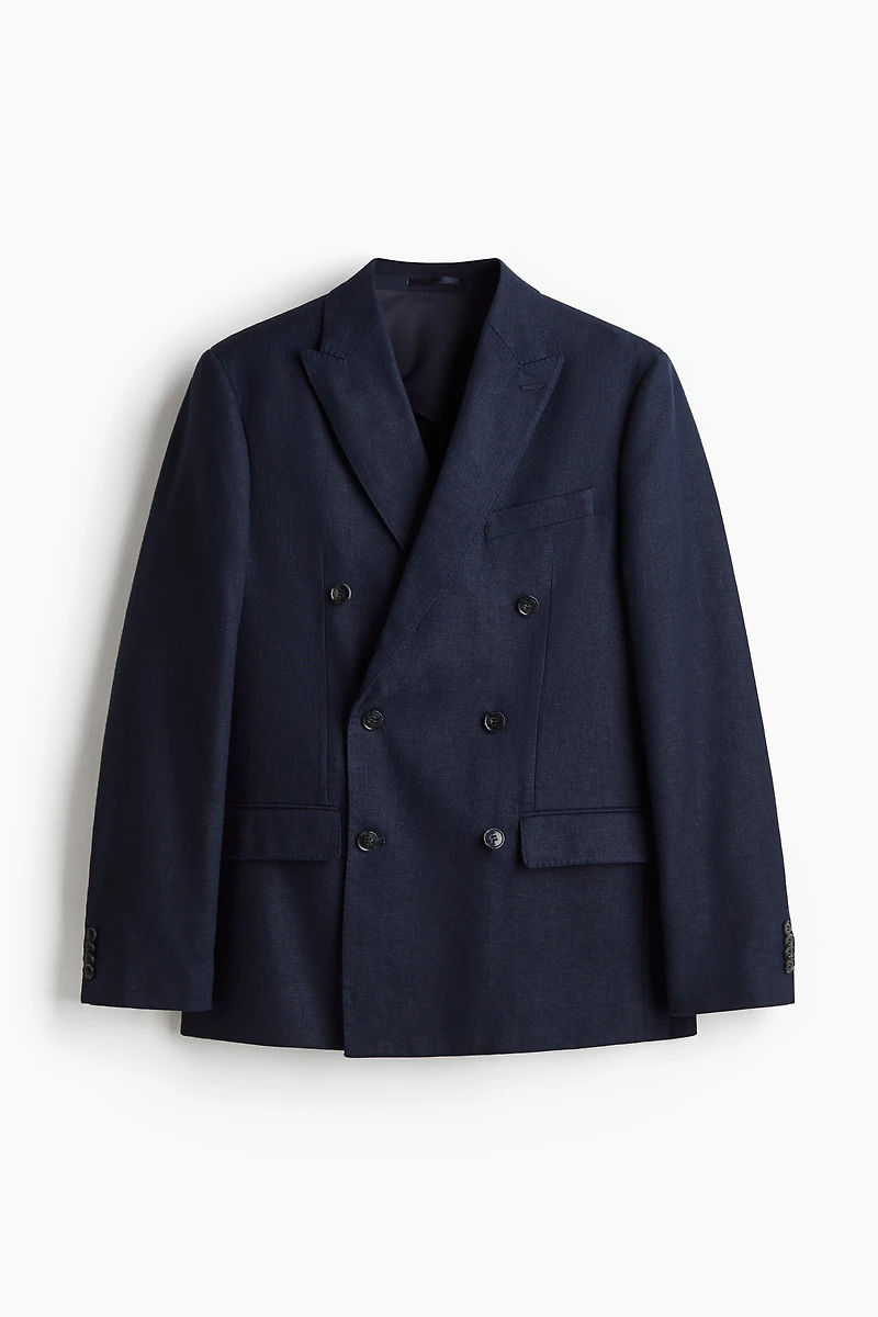 Relaxed-Fit Double-Breasted Linen-Blend Jacket