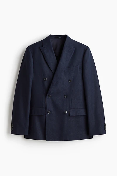 Relaxed-Fit Double-Breasted Linen-Blend Jacket