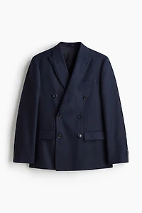 Relaxed-Fit Double-Breasted Linen-Blend Jacket