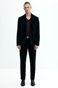 Regular-Fit Velvet Suit Pants