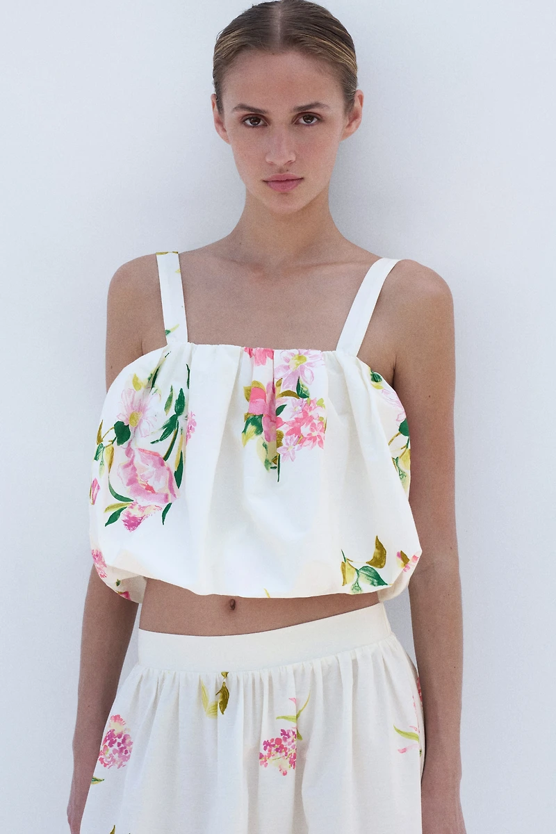 Bubble-Hem Crop Top