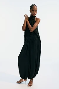 Draped-Panel Balloon-Leg Pants