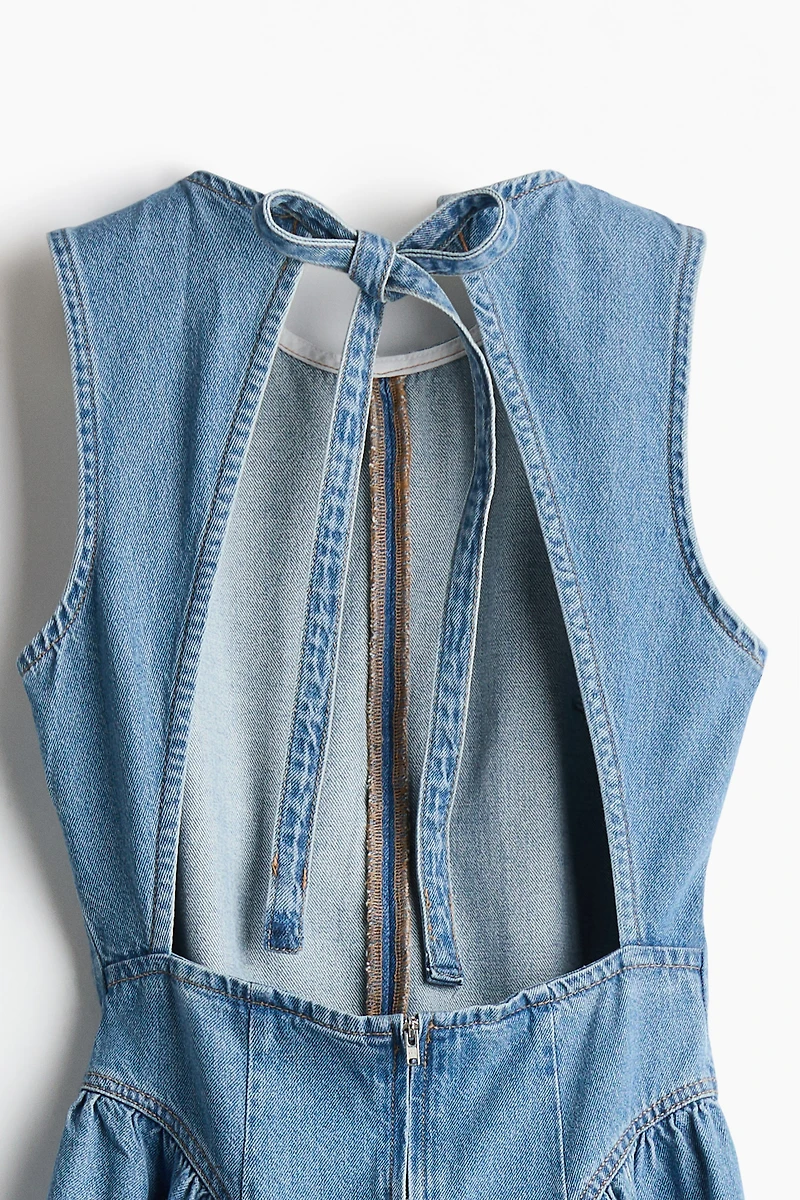 Open-Back Denim Dress