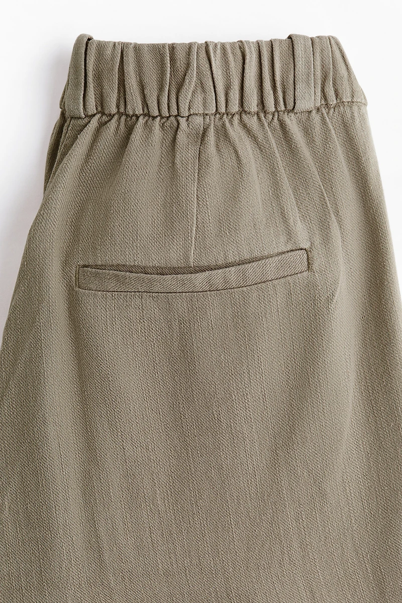 MAMA Linen-Blend Dress Pants