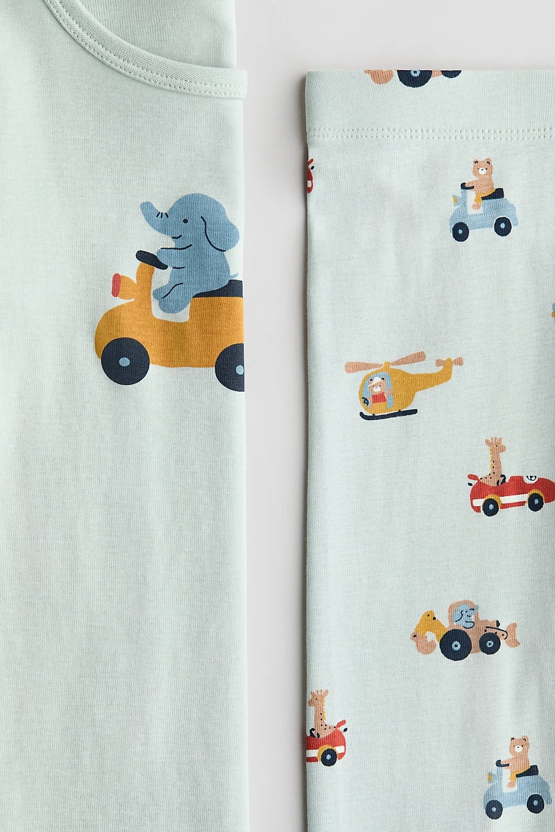 Snug-Fit Printed Cotton Pajamas