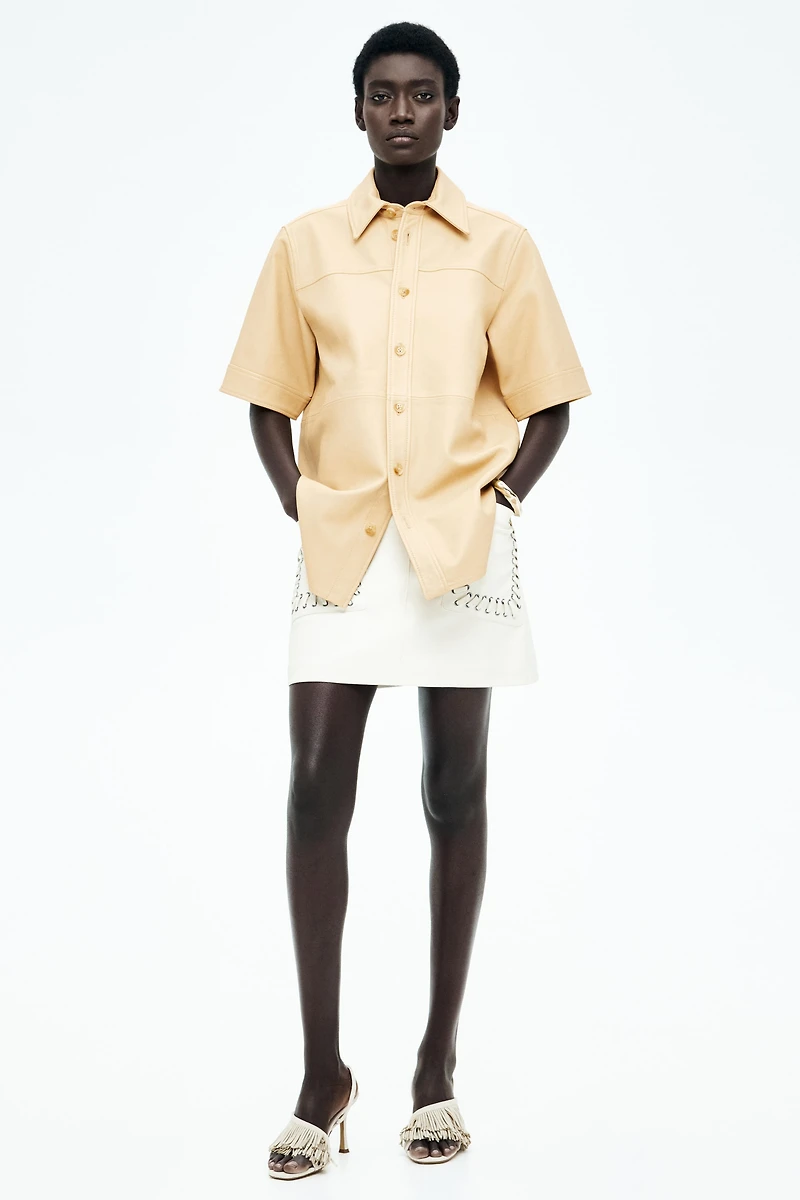 Loose-Fit Leather Shirt