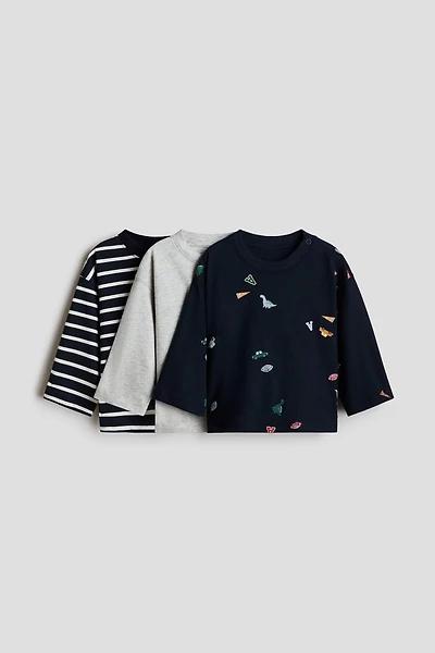 3-Pack Long-Sleeved Cotton T-Shirts