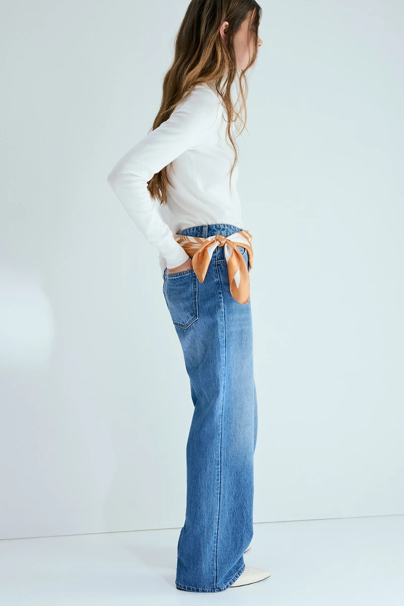 Straight High Waist Scarf-Detail Jeans