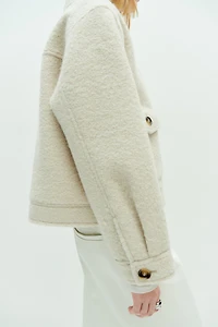 Twill Jacket with Fluffy Collar