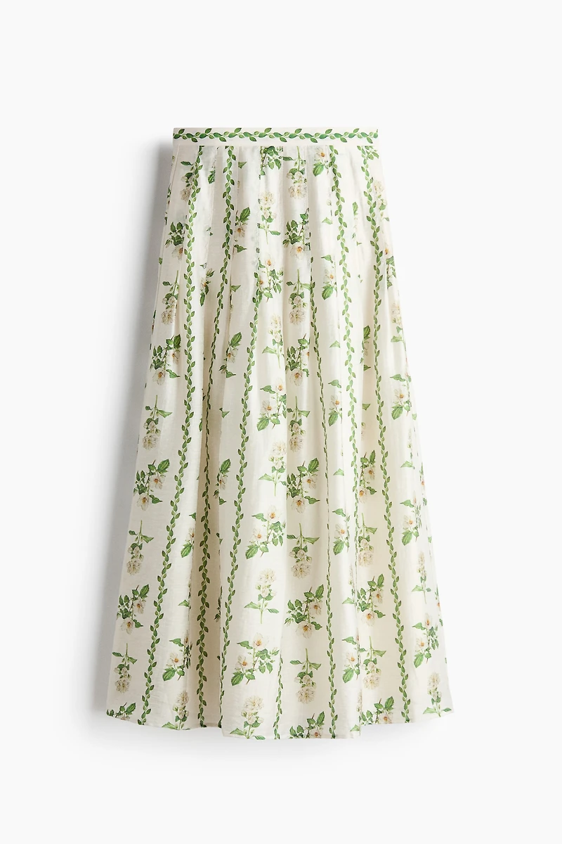 Flared Linen-Blend Skirt