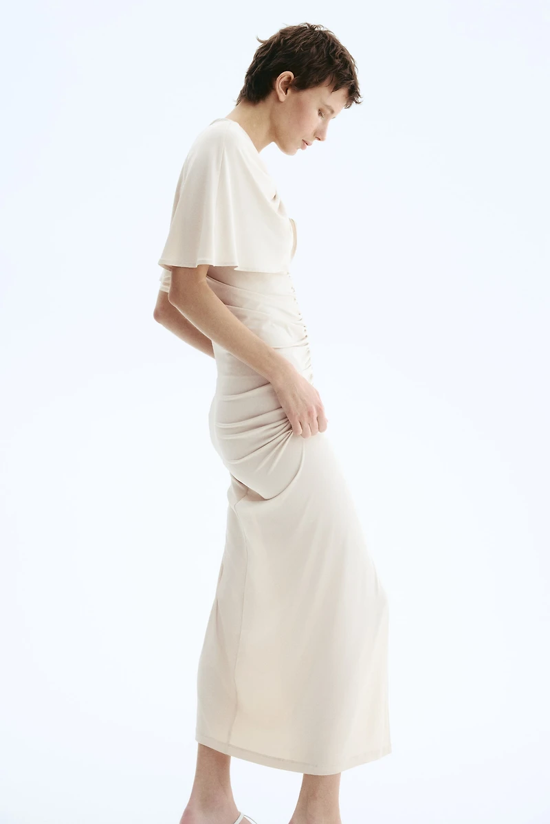 Draped Cape-Detail Dress