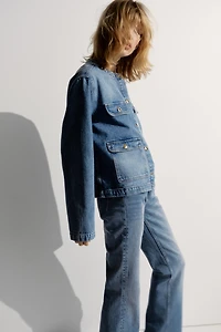Veste sans col en denim