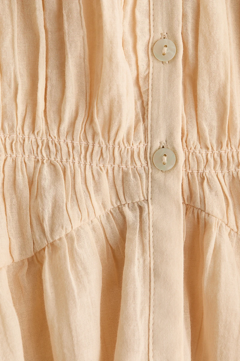 Blouse smockée en coton